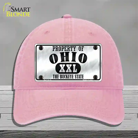 Property Of Ohio Novelty License Plate Hat Unconstructed Cotton / Pink