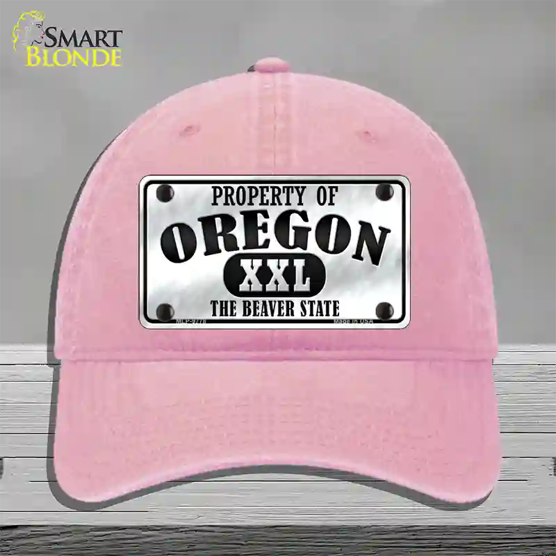 Property Of Oregon Novelty License Plate Hat Unconstructed Cotton / Pink