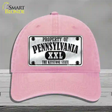 Property Of Pennsylvania Novelty License Plate Hat Unconstructed Cotton / Pink