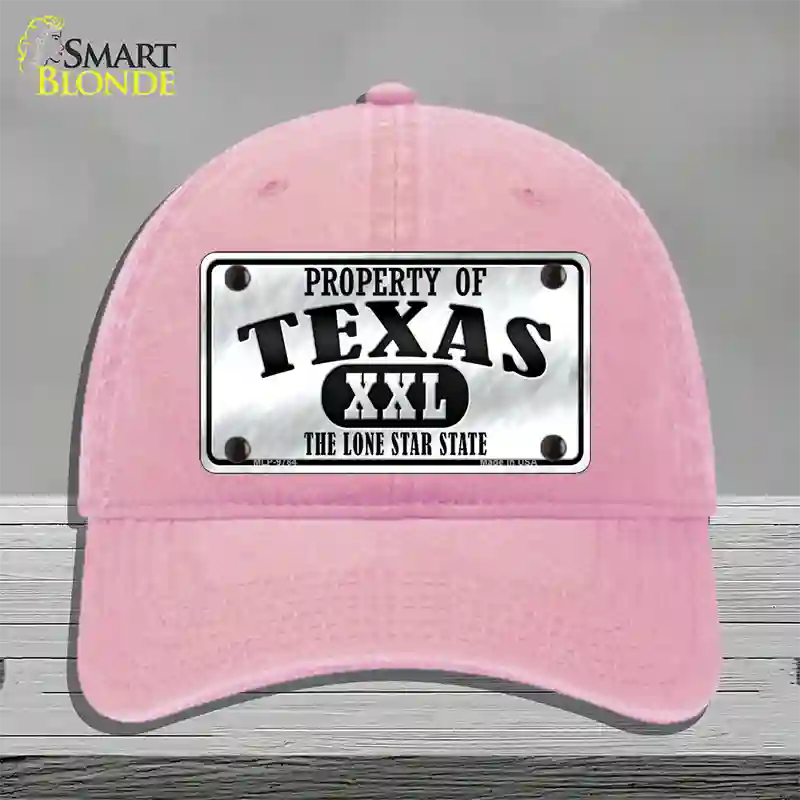 Property Of Texas Novelty License Plate Hat Unconstructed Cotton / Pink