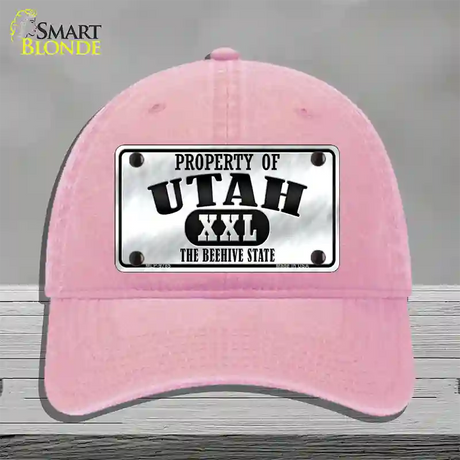 Property Of Utah Novelty License Plate Hat Unconstructed Cotton / Pink