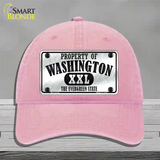 Property Of Washington Novelty License Plate Hat Unconstructed Cotton / Pink