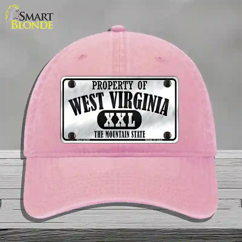 Property Of West Virginia Novelty License Plate Hat Unconstructed Cotton / Pink