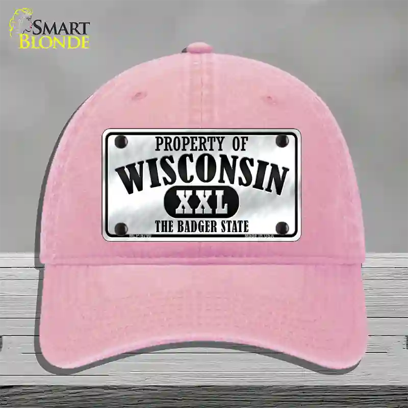 Property Of Wisconsin Novelty License Plate Hat Unconstructed Cotton / Pink