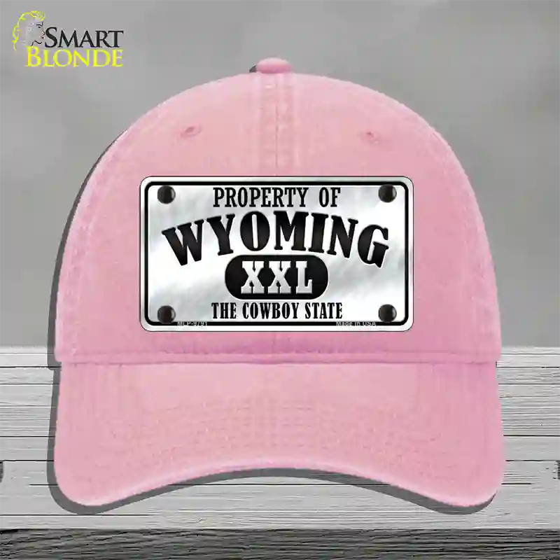 Property Of Wyoming Novelty License Plate Hat Unconstructed Cotton / Pink