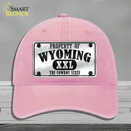 Property Of Wyoming Novelty License Plate Hat Unconstructed Cotton / Pink