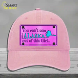 Alaska Girl Novelty License Plate Hat Unconstructed Cotton / Pink