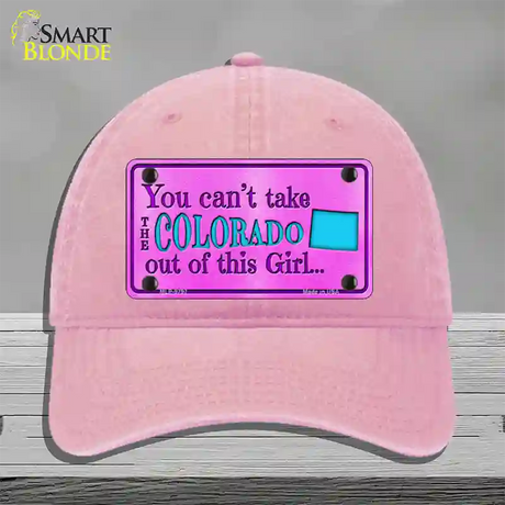 Colorado Girl Novelty License Plate Hat Unconstructed Cotton / Pink