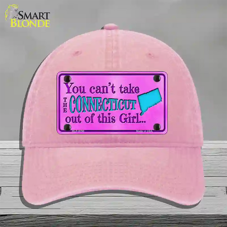 Connecticut Girl Novelty License Plate Hat Unconstructed Cotton / Pink