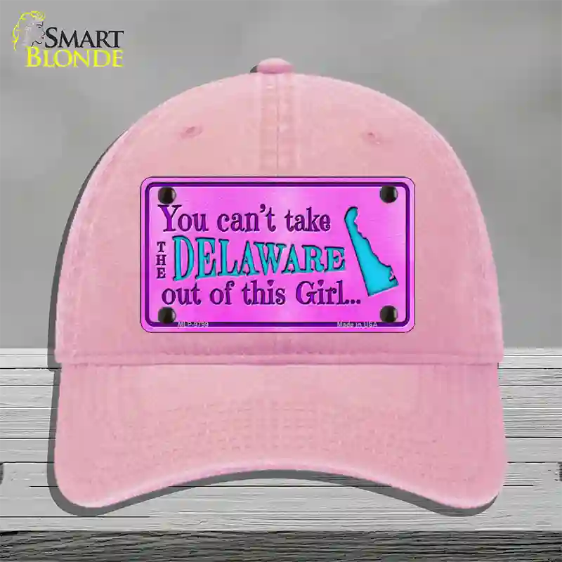 Delaware Girl Novelty License Plate Hat Unconstructed Cotton / Pink