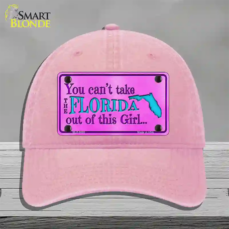 Florida Girl Novelty License Plate Hat Unconstructed Cotton / Pink