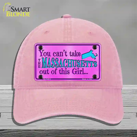 Massachusetts Girl Novelty License Plate Hat Unconstructed Cotton / Pink