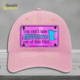 Minnesota Girl Novelty License Plate Hat Unconstructed Cotton / Pink