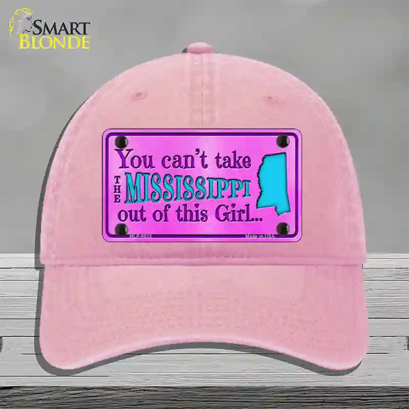 Mississippi Girl Novelty License Plate Hat Unconstructed Cotton / Pink