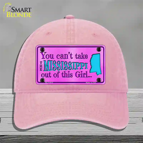 Mississippi Girl Novelty License Plate Hat Unconstructed Cotton / Pink