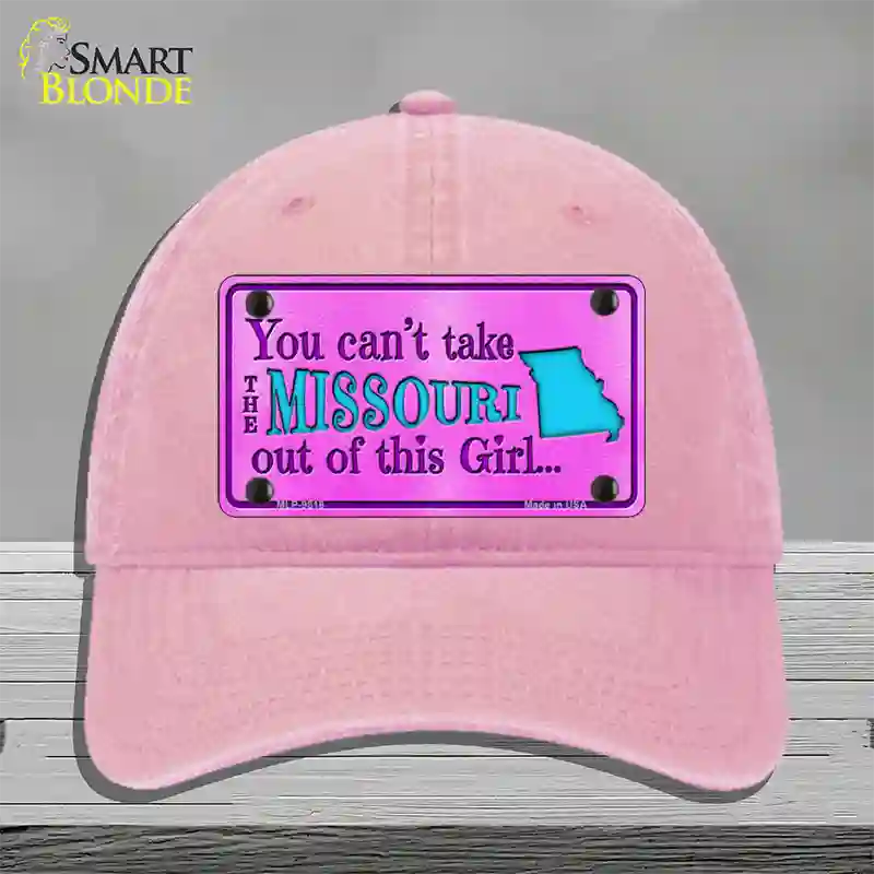 Missouri Girl Novelty License Plate Hat Unconstructed Cotton / Pink