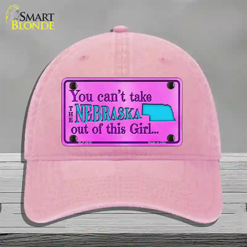 Nebraska Girl Pink Novelty License Plate Hat Unconstructed Cotton / Pink