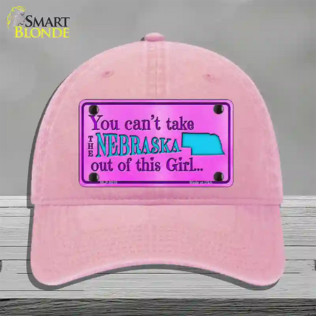 Nebraska Girl Pink Novelty License Plate Hat Unconstructed Cotton / Pink