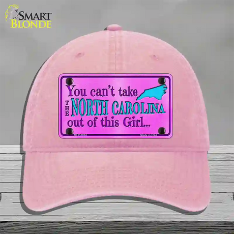 North Carolina Girl Novelty License Plate Hat Unconstructed Cotton / Pink