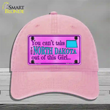 North Dakota Girl Novelty License Plate Hat Unconstructed Cotton / Pink