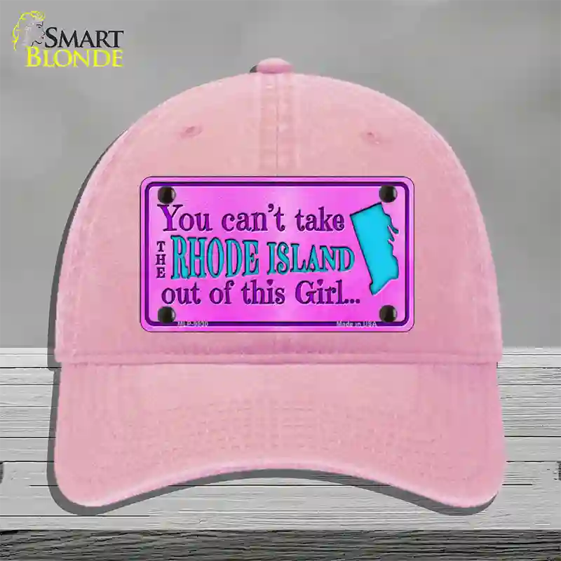 Rhode Island Girl Novelty License Plate Hat Unconstructed Cotton / Pink