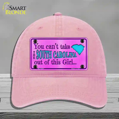 South Carolina Girl Novelty License Plate Hat Unconstructed Cotton / Pink