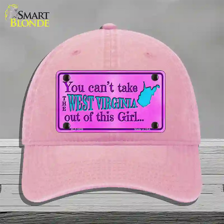 West Virginia Girl Novelty License Plate Hat Unconstructed Cotton / Pink