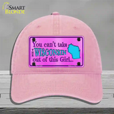 Wisconsin Girl Novelty License Plate Hat Unconstructed Cotton / Pink