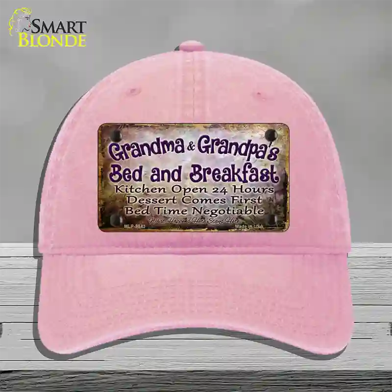 Grandma And Grandpa Bed & Breakfast Novelty License Plate Hat Unconstructed Cotton / Pink