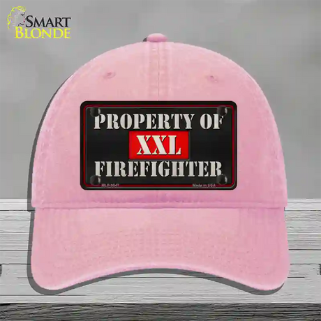 Property Of Firefighter Novelty License Plate Hat Unconstructed Cotton / Pink