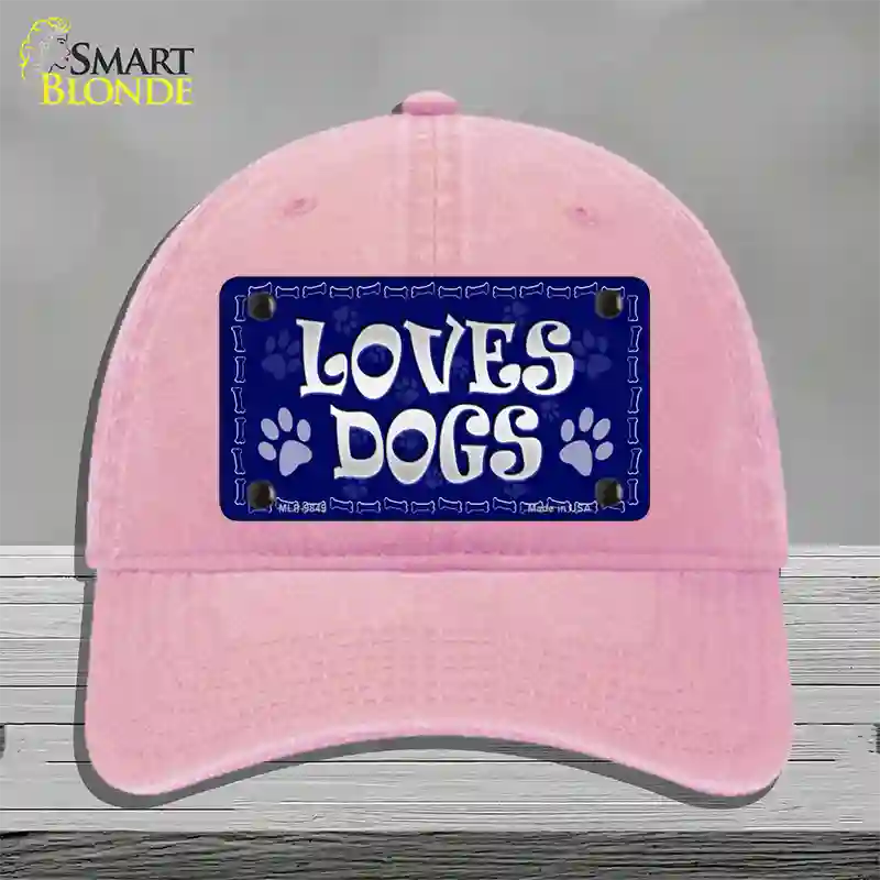 Loves Dogs Novelty License Plate Hat Unconstructed Cotton / Pink