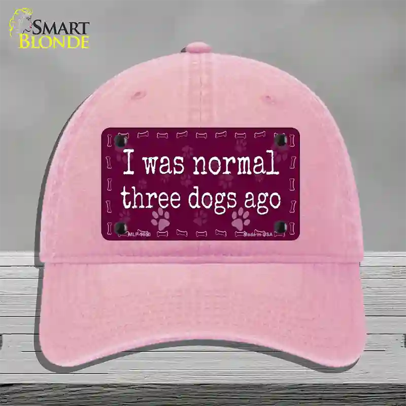 Three Dogs Ago Novelty License Plate Hat Unconstructed Cotton / Pink