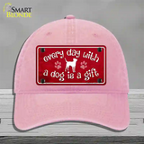 Dog Is A Gift Novelty License Plate Hat Unconstructed Cotton / Pink