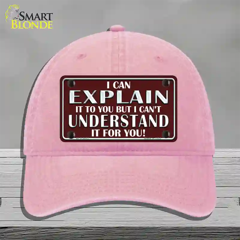 I Can Explain Novelty License Plate Hat Unconstructed Cotton / Pink