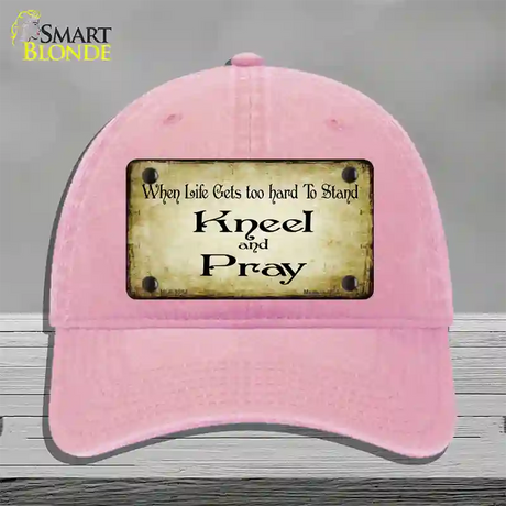 Kneel And Pray Novelty License Plate Hat Unconstructed Cotton / Pink