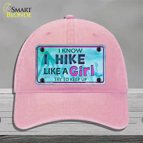 Hike Like A Girl Novelty License Plate Hat Unconstructed Cotton / Pink