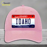 Scenic Idaho Novelty License Plate Hat Unconstructed Cotton / Pink