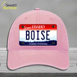 Boise Idaho Novelty License Plate Hat Unconstructed Cotton / Pink