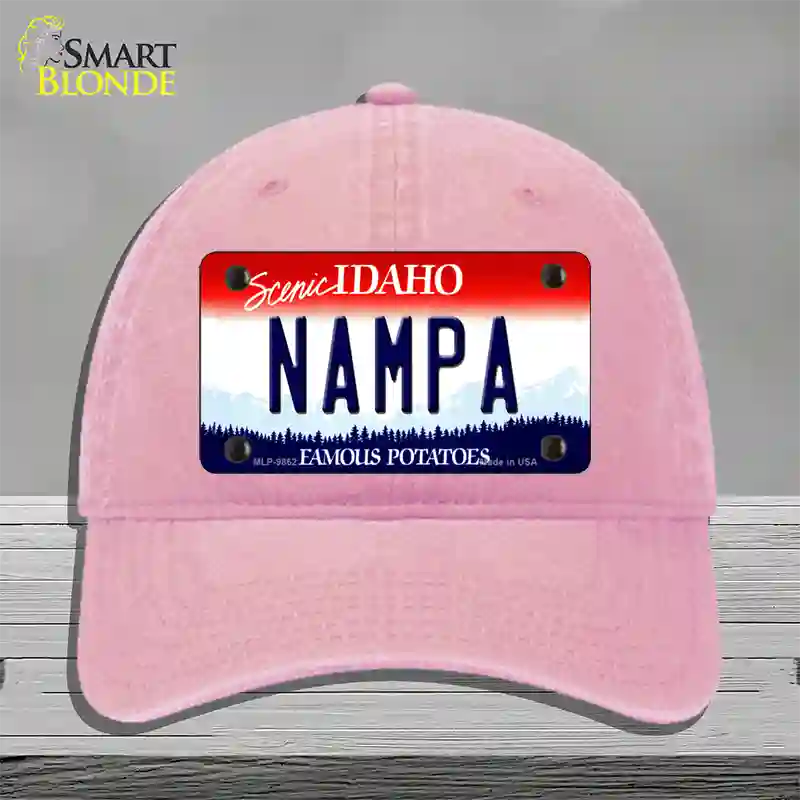 Nampa Idaho Novelty License Plate Hat Unconstructed Cotton / Pink