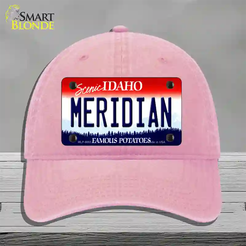 Meridian Idaho Novelty License Plate Hat Unconstructed Cotton / Pink