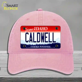 Caldwell Idaho Novelty License Plate Hat Unconstructed Cotton / Pink