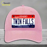 Twin Falls Idaho Novelty License Plate Hat Unconstructed Cotton / Pink