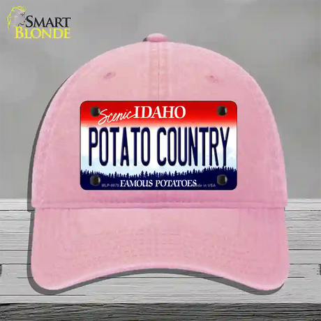 Potato Country Idaho Novelty License Plate Hat Unconstructed Cotton / Pink