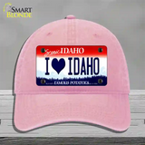 Love Idaho Novelty License Plate Hat Unconstructed Cotton / Pink