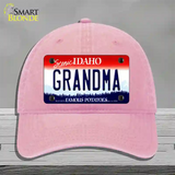 Grandma Idaho Novelty License Plate Hat Unconstructed Cotton / Pink