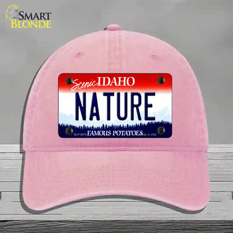 Nature Idaho Novelty License Plate Hat Unconstructed Cotton / Pink