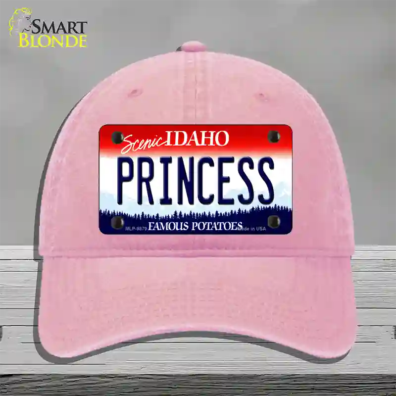 Princess Idaho Novelty License Plate Hat Unconstructed Cotton / Pink