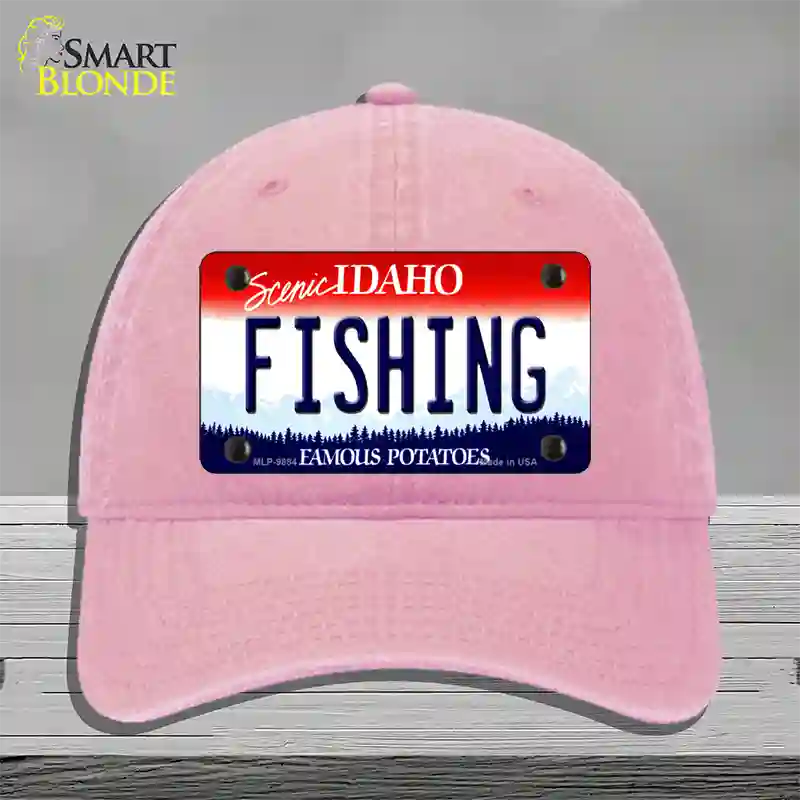 Fishing Idaho Novelty License Plate Hat Unconstructed Cotton / Pink