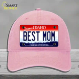 Best Mom Idaho Novelty License Plate Hat Unconstructed Cotton / Pink