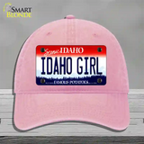 Idaho Girl Idaho Novelty License Plate Hat Unconstructed Cotton / Pink